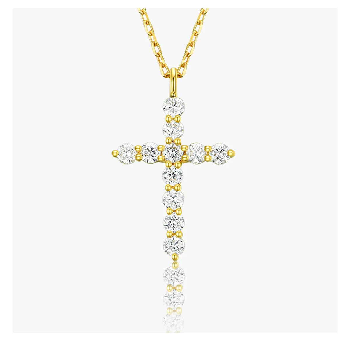 Modern Style Cross Sterling Silver Inlay Zircon Pendant Necklace