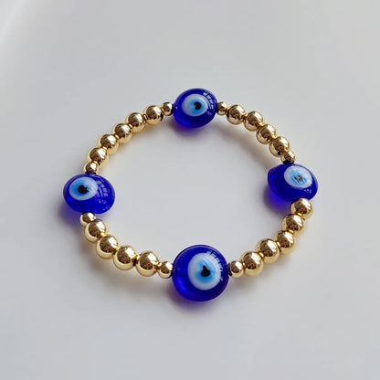 Modern Style Devil'S Eye 18k Gold Plated Glass Copper Wholesale Bracelets