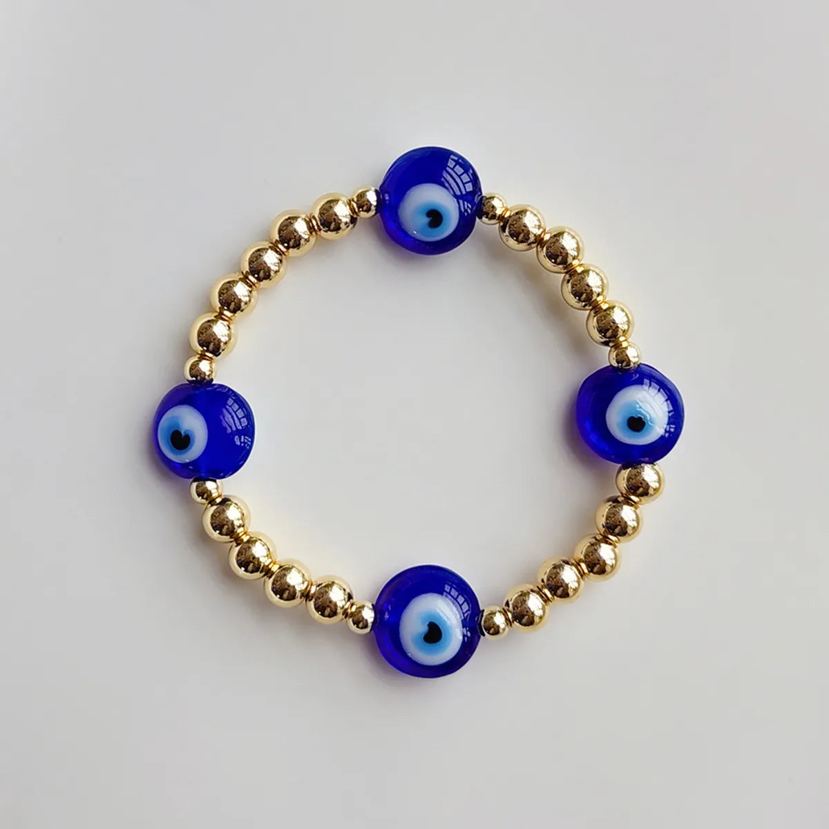 Modern Style Devil'S Eye 18k Gold Plated Glass Copper Wholesale Bracelets