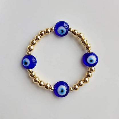 Modern Style Devil'S Eye 18k Gold Plated Glass Copper Wholesale Bracelets