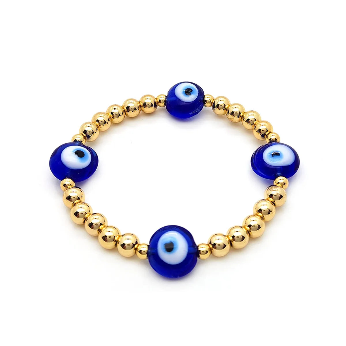 Modern Style Devil'S Eye 18k Gold Plated Glass Copper Wholesale Bracelets