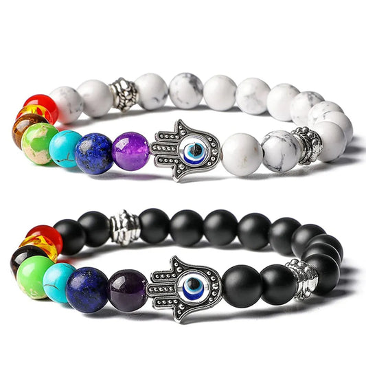 Modern Style Devil's Eye Natural Stone Agate Howlite Bracelets