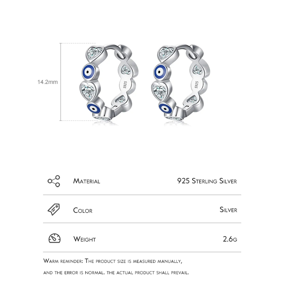 Modern Style Devil's Eye Sterling Silver Plating Inlay Zircon Rhodium Plated Rings Earrings