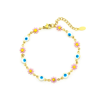 Modern Style Eye Flower Stainless Steel Plating 18k Gold Plated Women's Anklet