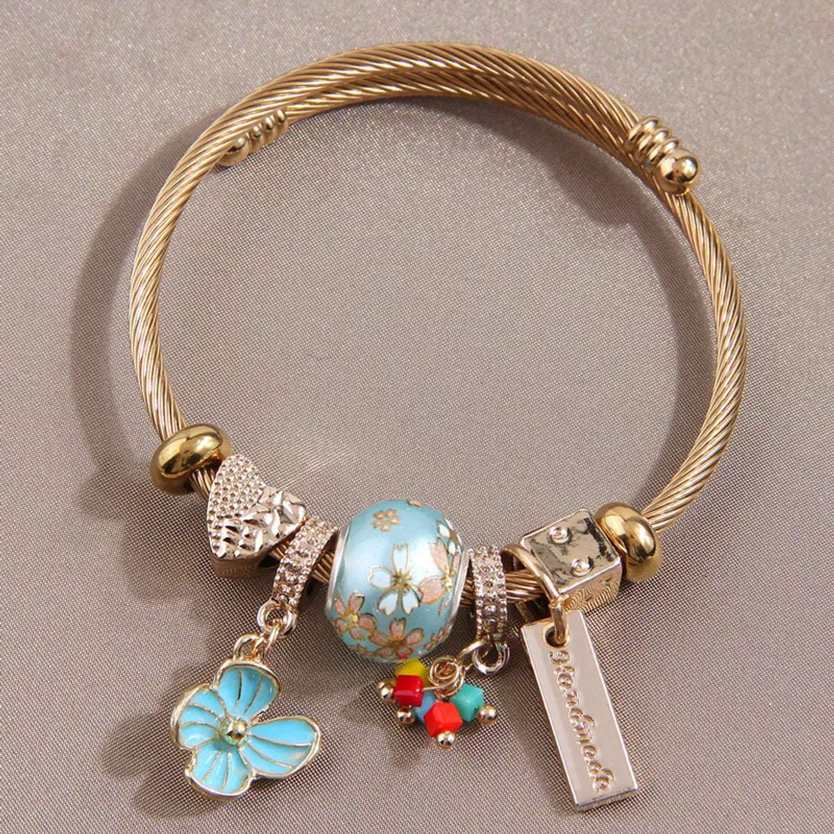 Modern Style Flower Alloy Steel Bangle