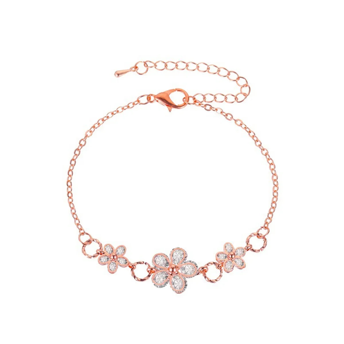 Modern Style Flower Butterfly Copper Inlay Artificial Gemstones Bracelets