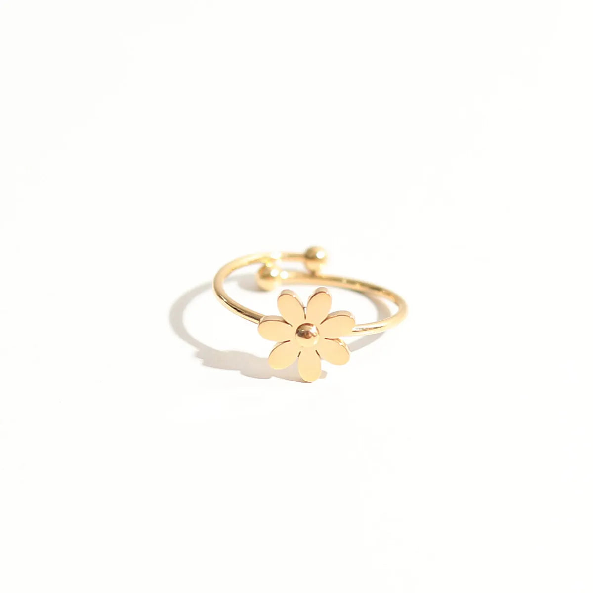 Modern Style Flower Titanium Steel Open Ring