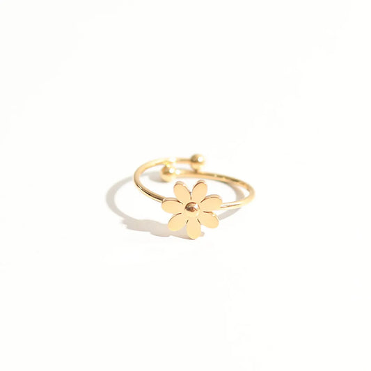 Modern Style Flower Titanium Steel Open Ring