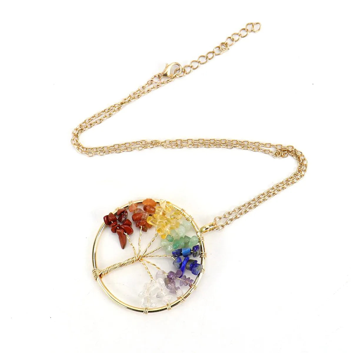 Modern Style Geometric Crystal Agate Pendant Necklace