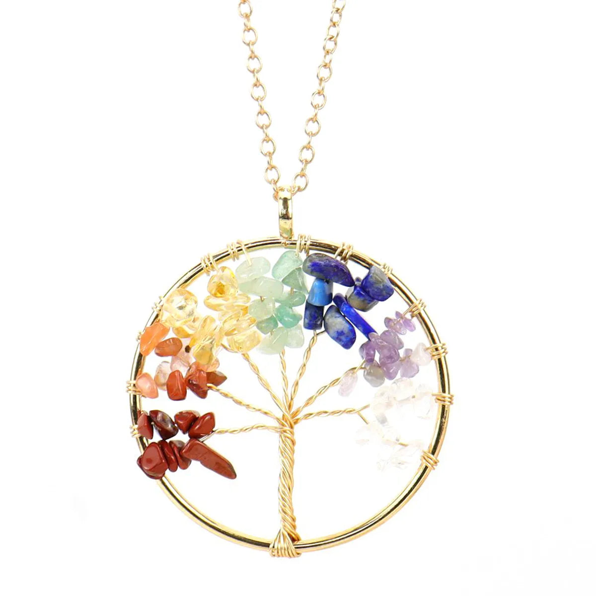 Modern Style Geometric Crystal Agate Pendant Necklace