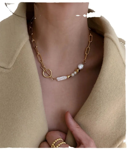 Modern Style Geometric Freshwater Pearl Necklace