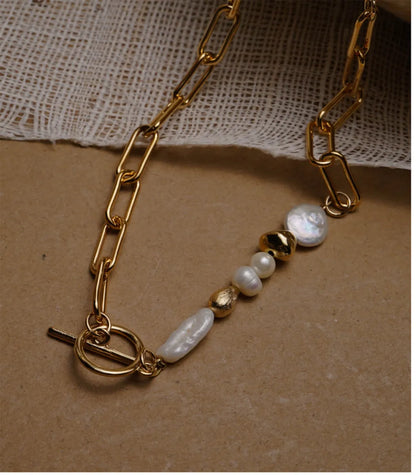 Modern Style Geometric Freshwater Pearl Necklace