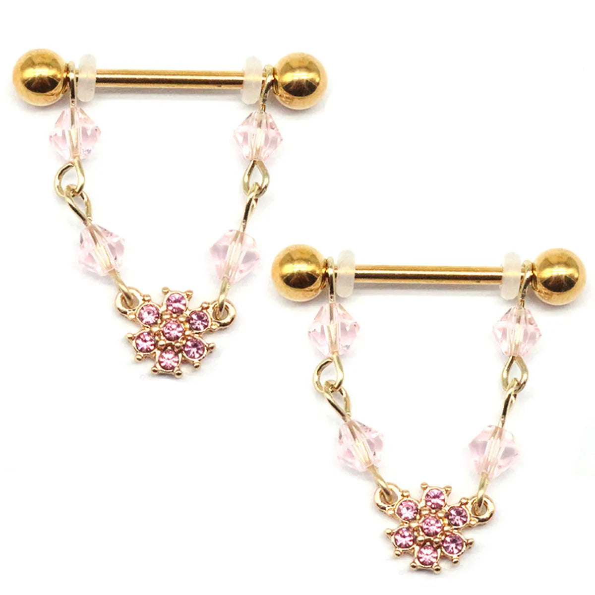 Modern Style Geometric Resin Gravel Copper Plating White Gold Plated Gold Plated Nipple Ring