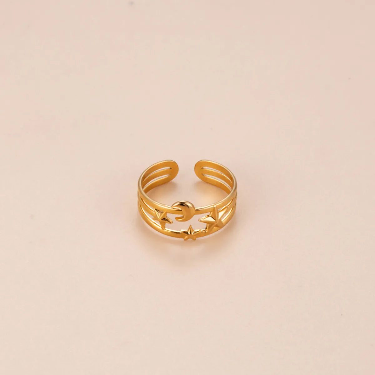 Modern Style Geometric Star Moon Stainless Steel Plating 18k Gold Plated Open Ring