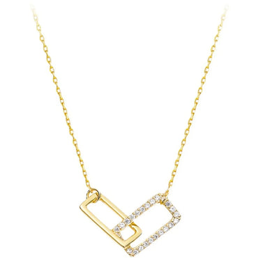 Modern Style Geometric Sterling Silver Plating Inlay Artificial Rhinestones 14k Gold Plated Pendant Necklace