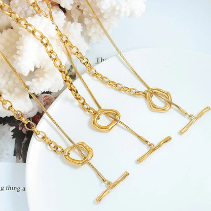 Modern Style Geometric Titanium Steel Plating Sweater Chain