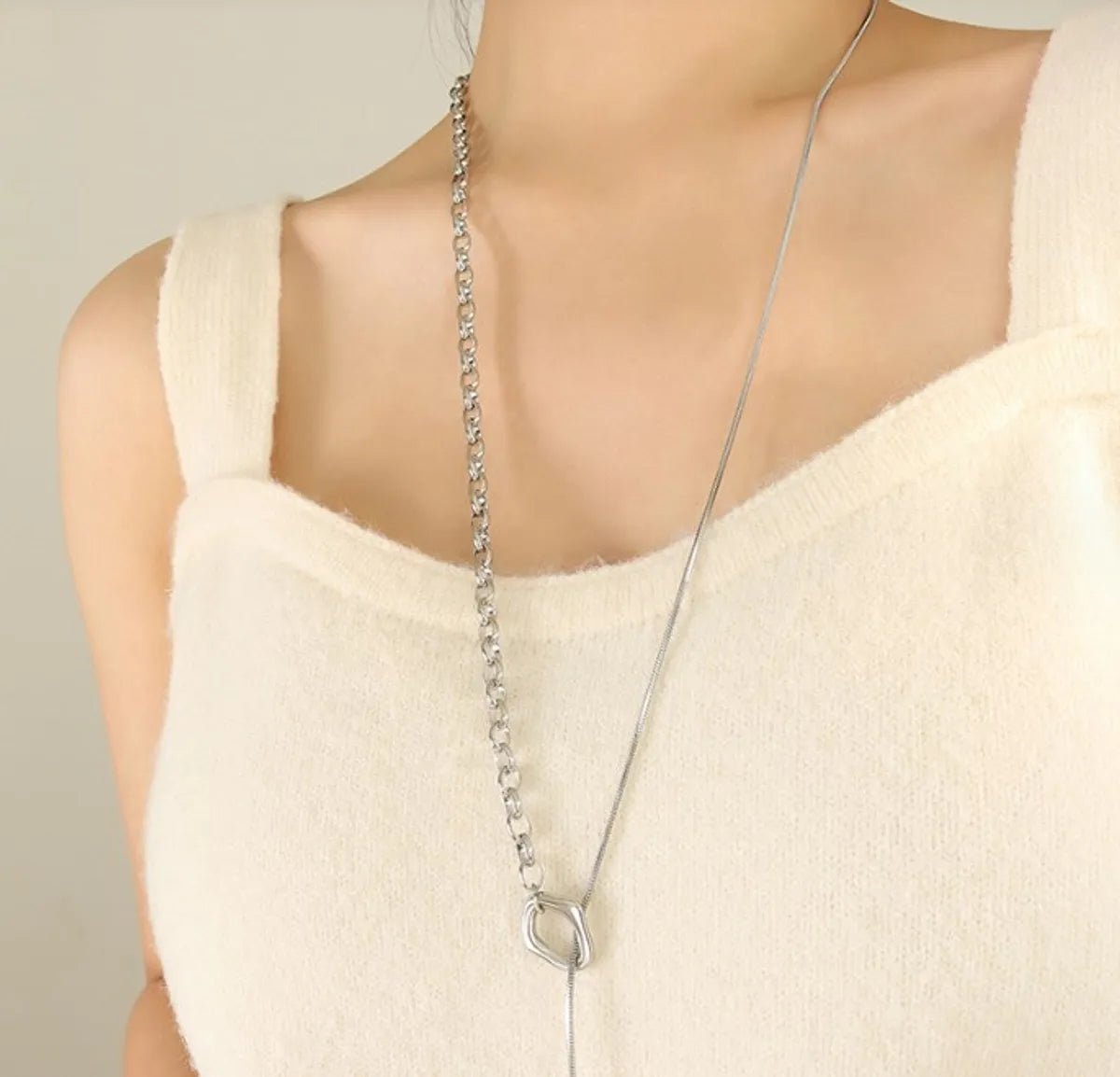 Modern Style Geometric Titanium Steel Plating Sweater Chain