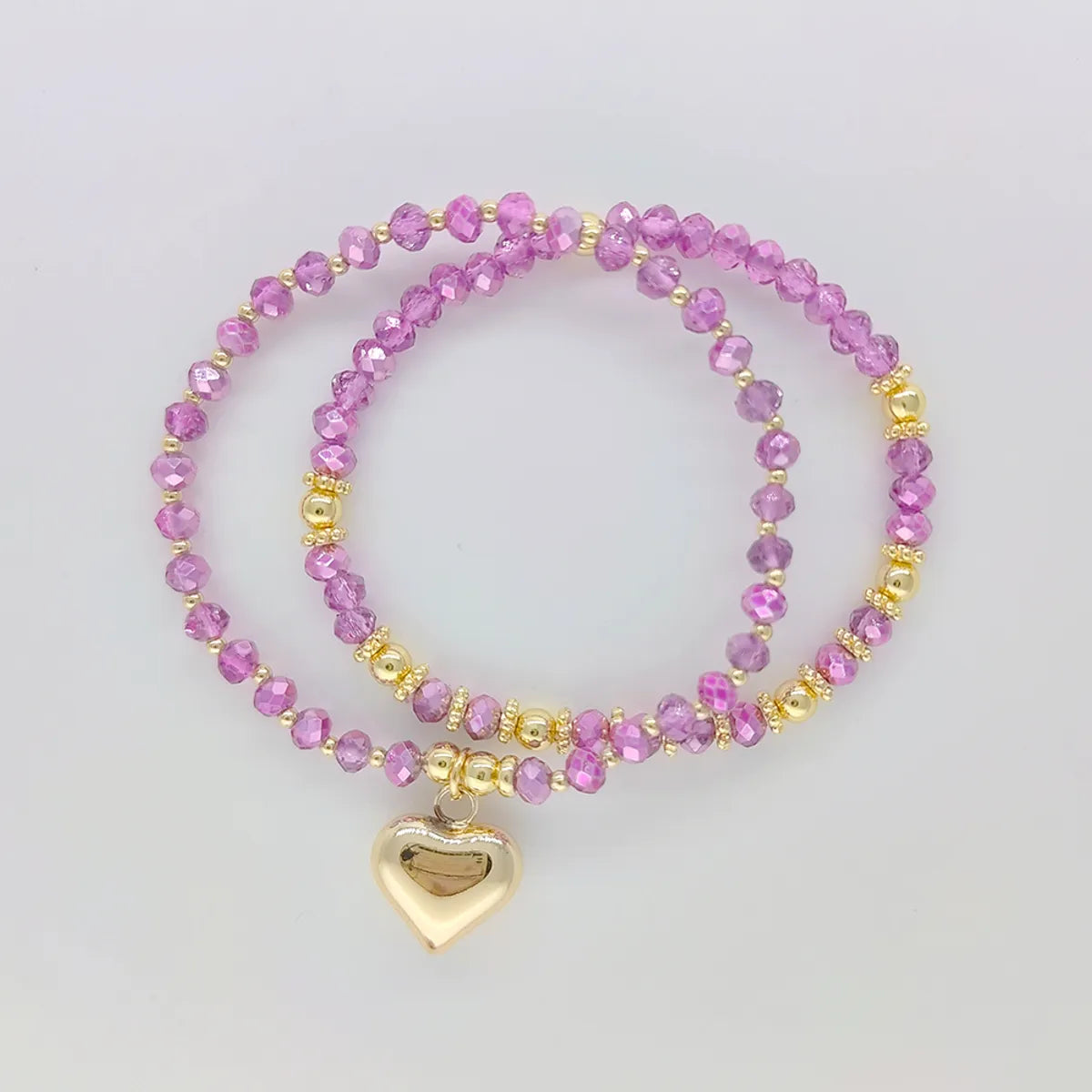 Modern Style Heart Shape Solid Color Glass Knitting Women's Bracelets