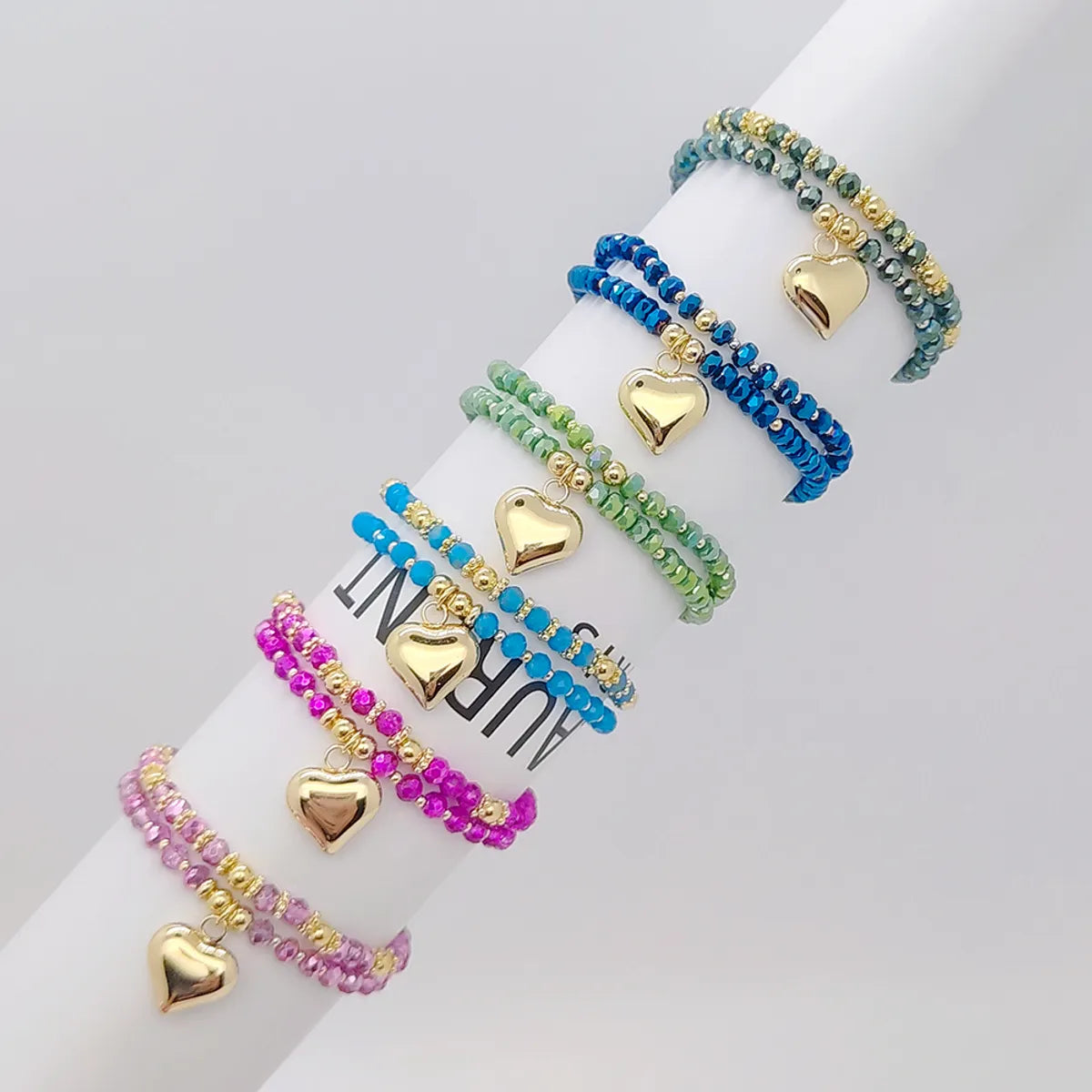 Modern Style Heart Shape Solid Color Glass Knitting Women's Bracelets