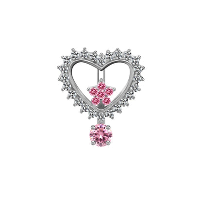 Modern Style Heart Shape Stainless Steel Alloy Copper Silver Plated Zircon Belly Ring In Bulk