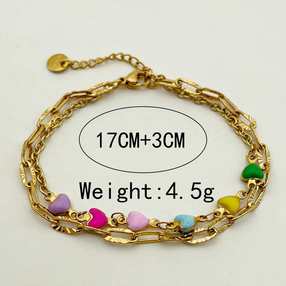 Modern Style Heart Shape Stainless Steel Layered Enamel Plating Gold Plated Bracelets