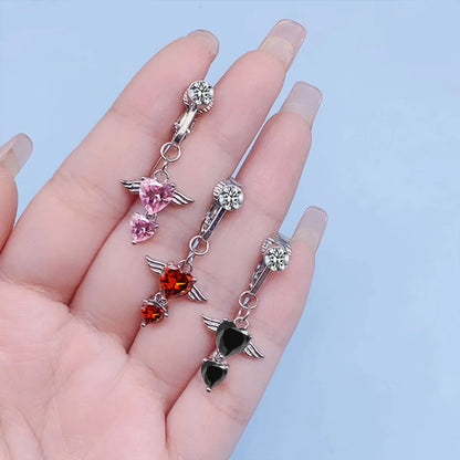 Modern Style Heart Shape Stainless Steel Plating Inlay Artificial Gemstones Belly Ring