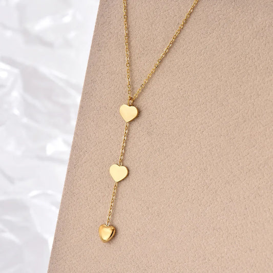 Modern Style Heart Shape Stainless Steel Polishing Plating 14k Gold Plated Pendant Necklace