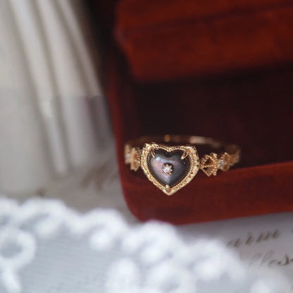 Modern Style Heart Shape Sterling Silver Plating Inlay Zircon 24k Gold Plated Rings