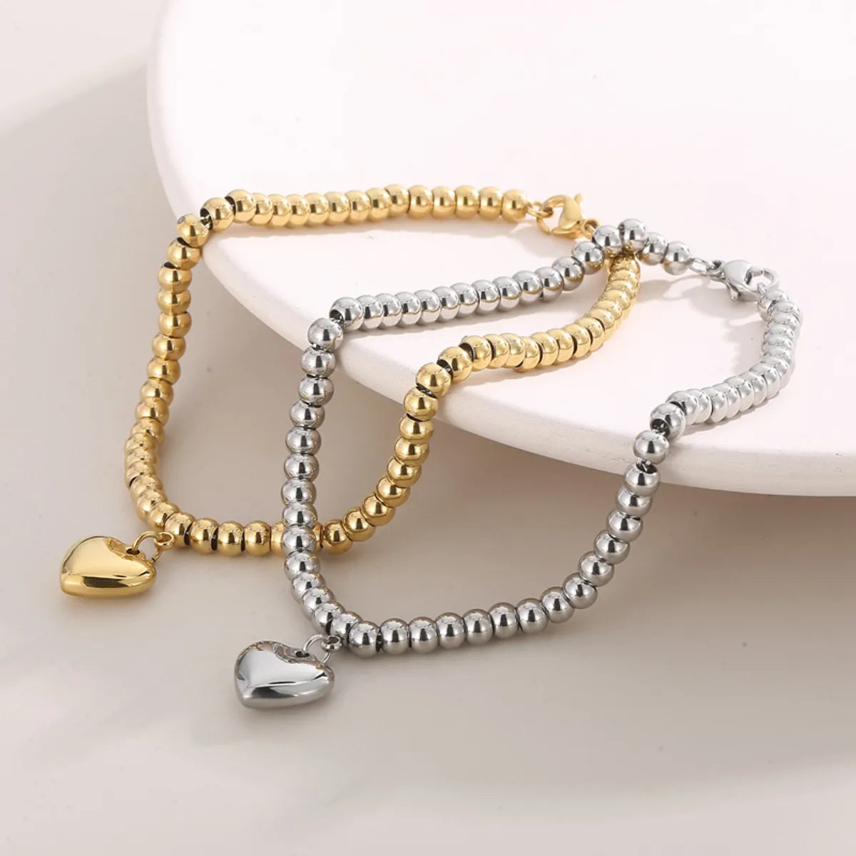 Modern Style Heart Shape Titanium Steel Plating 18k Gold Plated Bracelets Earrings Necklace