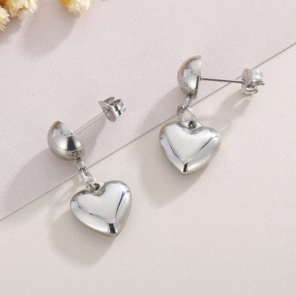 Modern Style Heart Shape Titanium Steel Plating 18k Gold Plated Bracelets Earrings Necklace