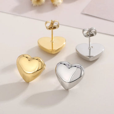 Modern Style Heart Shape Titanium Steel Plating 18k Gold Plated Earrings Necklace