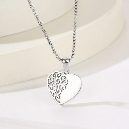 Modern Style Heart Shape Titanium Steel Plating 18k Gold Plated Pendant Necklace