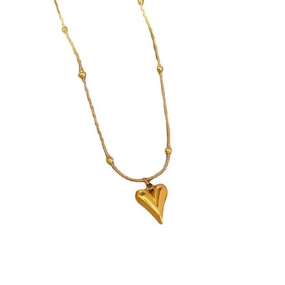 Titanium Steel Modern Style Plating Heart Shape Pendant Necklace