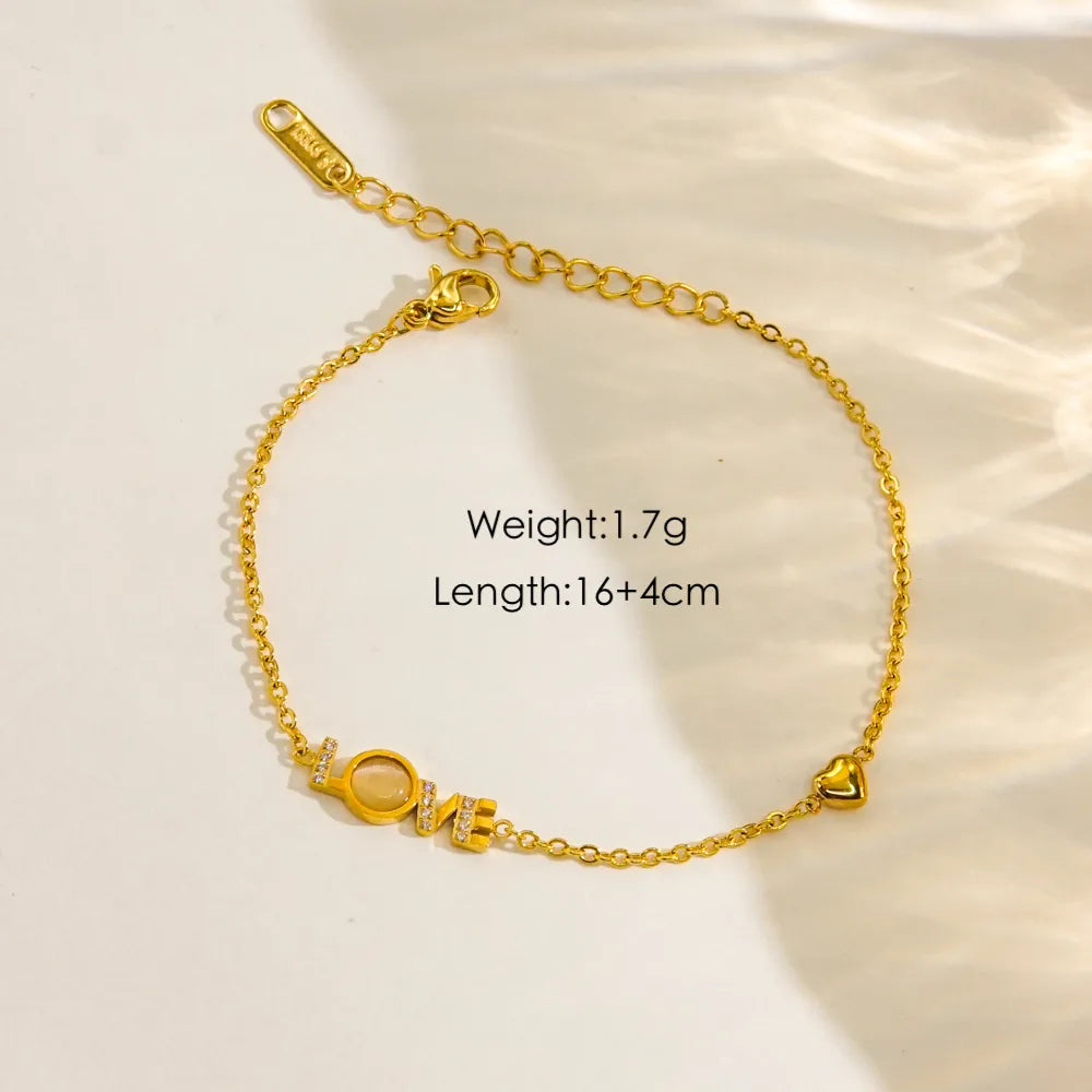 Modern Style IG Style Geometric Flower 304 Stainless Steel Natural Stone Freshwater Pearl 14K Gold Plated Natural Stone Shell Zircon Bracelets In Bulk