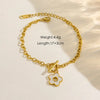 Modern Style IG Style Geometric Flower 304 Stainless Steel Natural Stone Freshwater Pearl 14K Gold Plated Natural Stone Shell Zircon Bracelets In Bulk