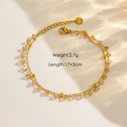 Modern Style IG Style Geometric Flower 304 Stainless Steel Natural Stone Freshwater Pearl 14K Gold Plated Natural Stone Shell Zircon Bracelets In Bulk