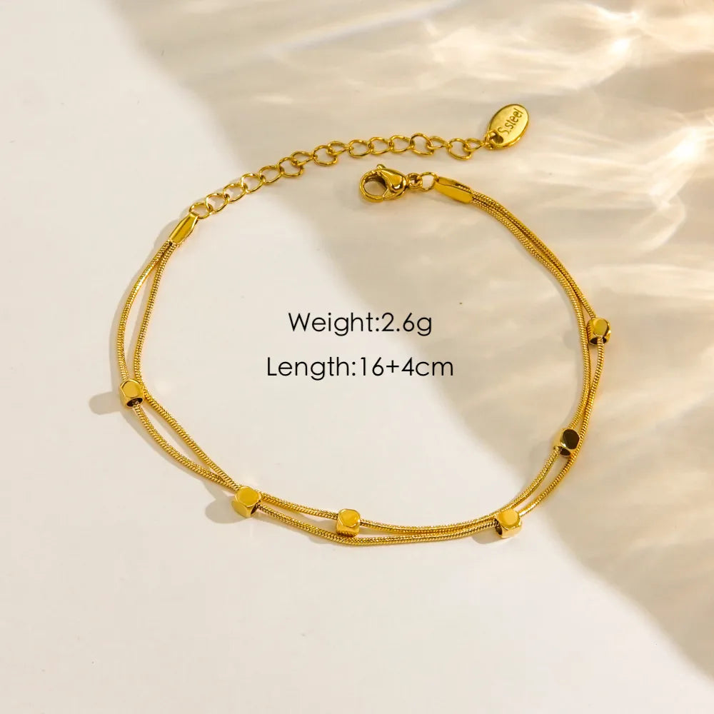 Modern Style IG Style Geometric Flower 304 Stainless Steel Natural Stone Freshwater Pearl 14K Gold Plated Natural Stone Shell Zircon Bracelets In Bulk