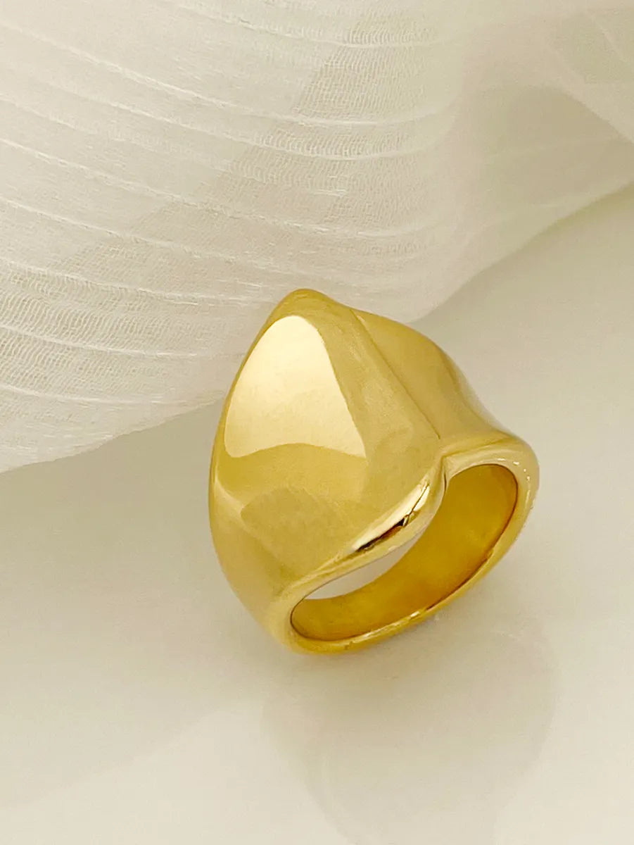 Modern Style Irregular Stainless Steel Gold Plated Wide Band Ring In Bulk