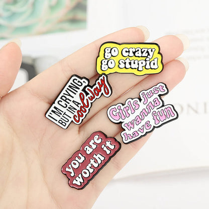 Modern Style Letter Alloy Stamping Stoving Varnish Plating Unisex Brooches