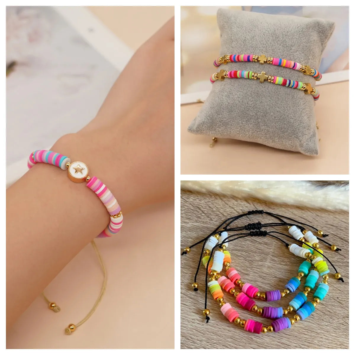 Modern Style Pentagram Eye Soft Clay Beaded Braid Women's Bracelets