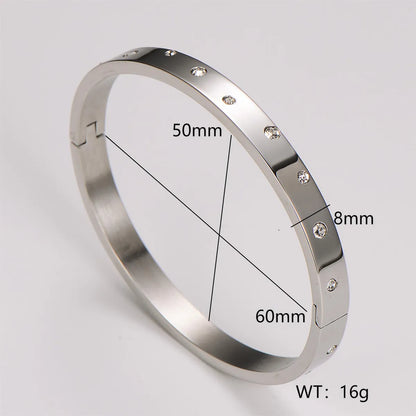 Modern Style Roman Style Commute Geometric 304 Stainless Steel Zircon Bangle In Bulk