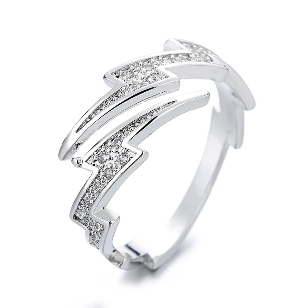 Modern Style Round Sterling Silver Inlay Zircon Open Rings