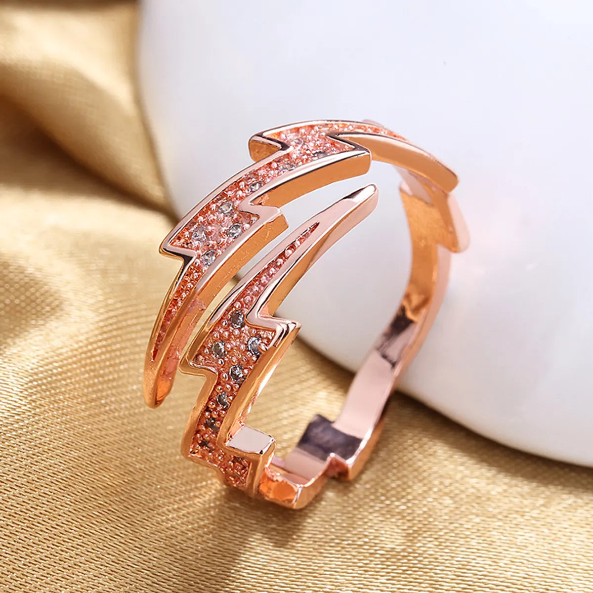 Modern Style Round Sterling Silver Inlay Zircon Open Rings