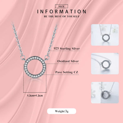 Modern Style Round Sterling Silver Plating Inlay Zircon Thai Silver Pendant Necklace