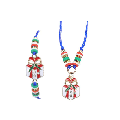 Modern Style Santa Claus Alloy Enamel Women's Bracelets Necklace