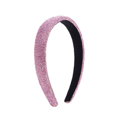 Modern Style Shiny Color Block Solid Color Cloth Inlay Rhinestones Hair Band