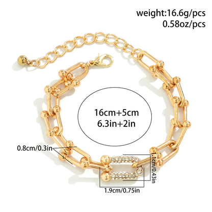 Modern Style Shiny Solid Color Alloy Iron Copper Plating Inlay Rhinestones 18k Gold Plated Women's Bracelets Necklace