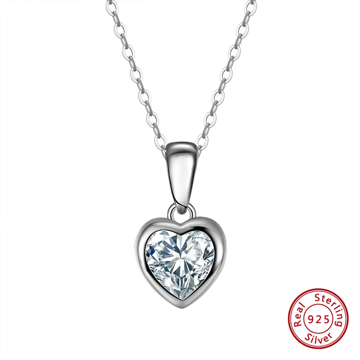 Modern Style Simple Style Classic Style Heart Shape Sterling Silver 14k Gold Plated White Gold Plated Rhodium Plated Zircon Pendant Necklace In Bulk