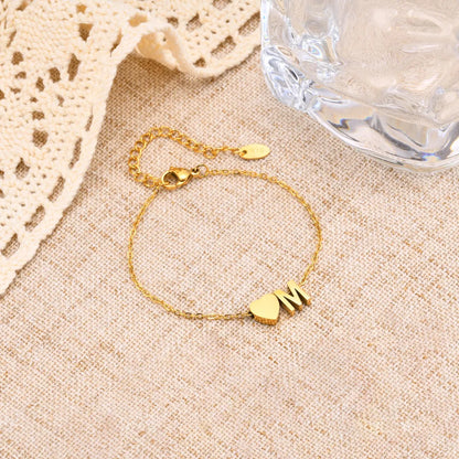 Modern Style Simple Style Classic Style Letter Heart Shape Stainless Steel Plating Gold Plated Bracelets