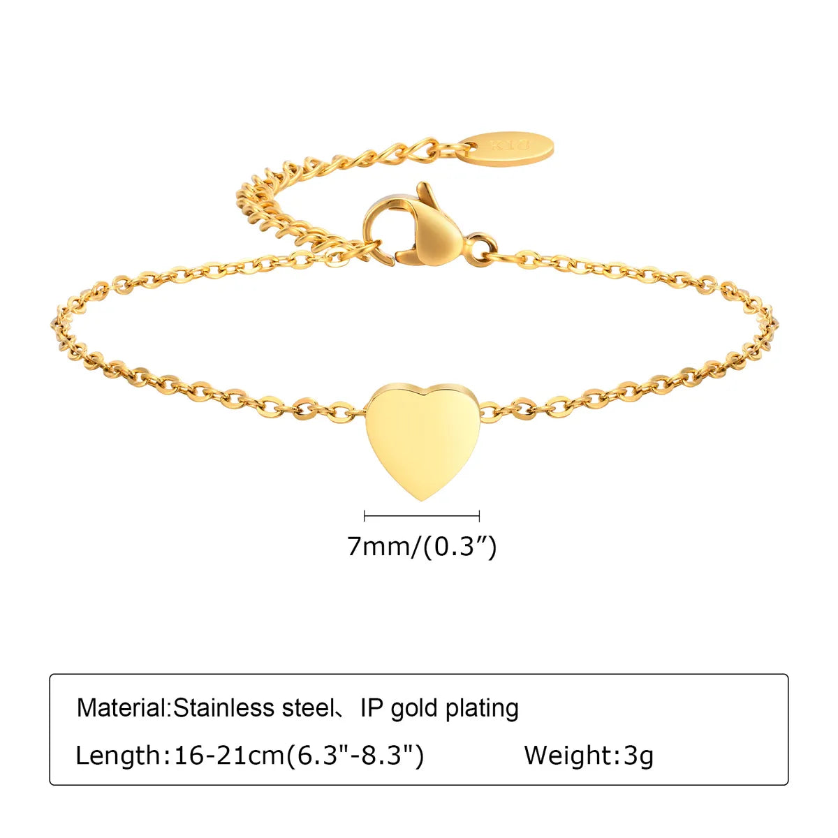 Modern Style Simple Style Classic Style Letter Heart Shape Stainless Steel Plating Gold Plated Bracelets